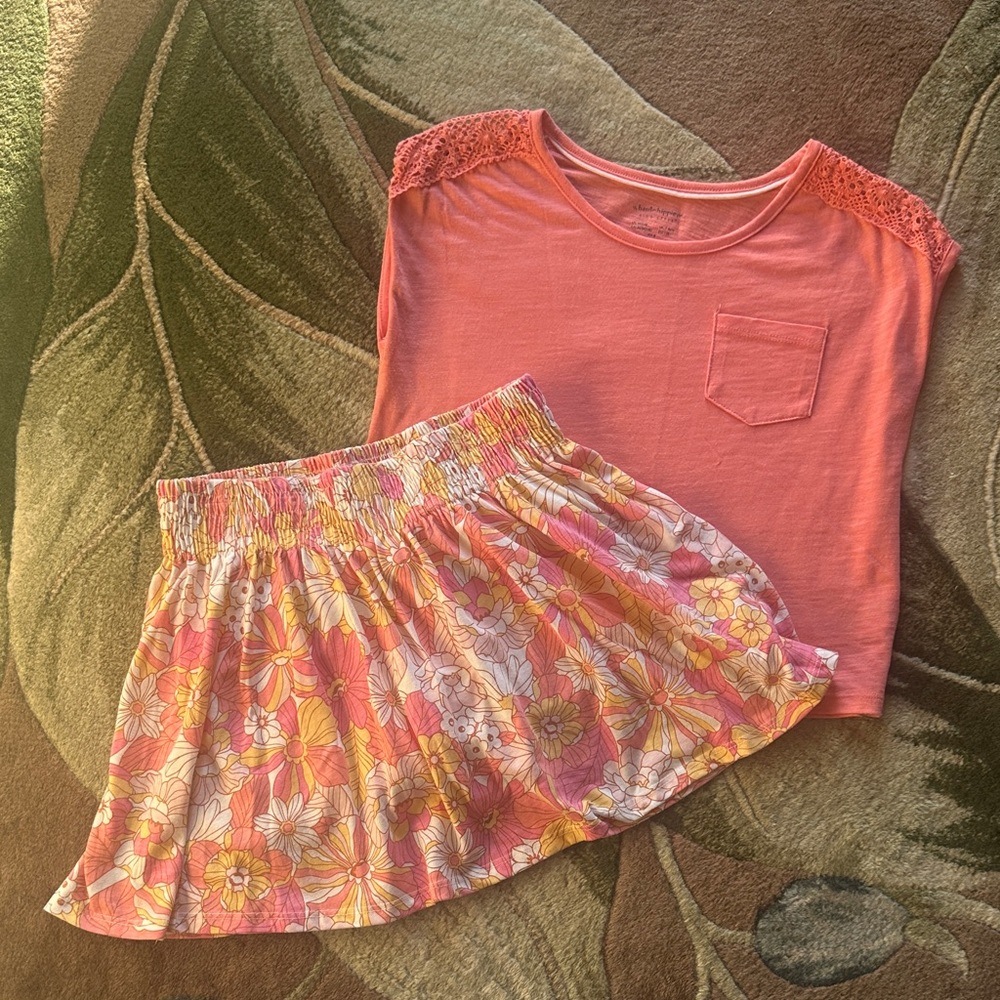 Haute Hippie Coral and Floral Kids Skort Set